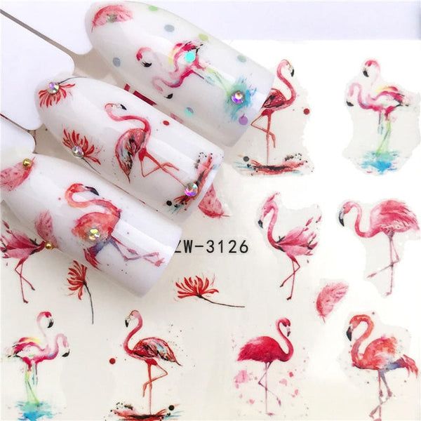 WUF 1 Sheets 2020 DIY Designer Water Transfer Tips Nail Art Pink Rose Flower Sticker Decals Women Beauty Wedding Nails