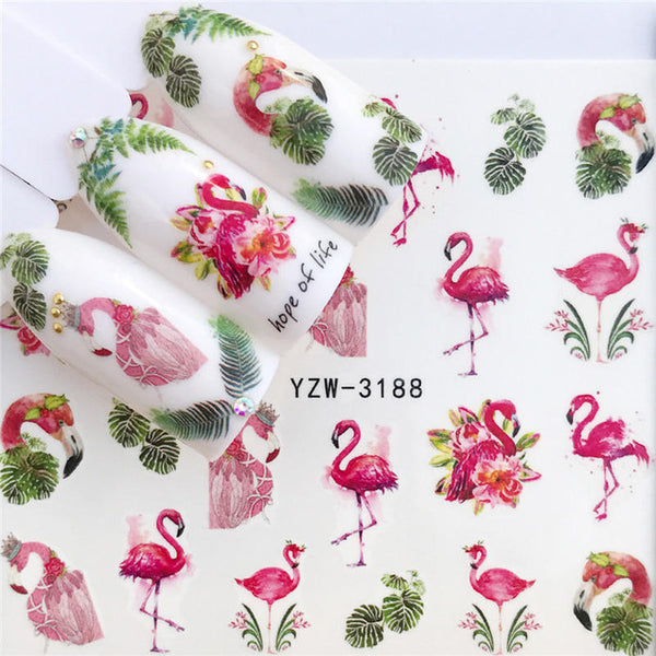 WUF 1 Sheets 2020 DIY Designer Water Transfer Tips Nail Art Pink Rose Flower Sticker Decals Women Beauty Wedding Nails