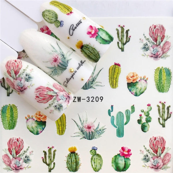 WUF 1 Sheets 2020 DIY Designer Water Transfer Tips Nail Art Pink Rose Flower Sticker Decals Women Beauty Wedding Nails