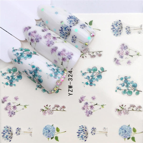 WUF 1 Sheets 2020 DIY Designer Water Transfer Tips Nail Art Pink Rose Flower Sticker Decals Women Beauty Wedding Nails