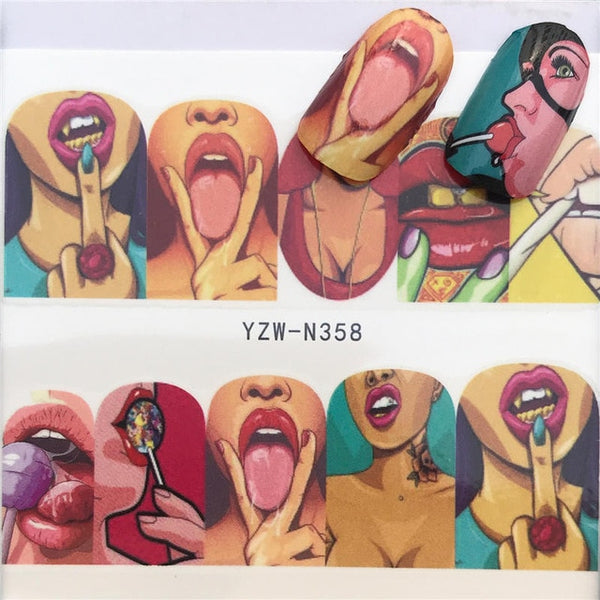 WUF 1 Sheets 2020 DIY Designer Water Transfer Tips Nail Art Pink Rose Flower Sticker Decals Women Beauty Wedding Nails