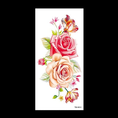 beauty 1piece make up Fake temporary tattoos stickers rose flowers arm shoulder tattoo waterproof women big flash tattoo on body