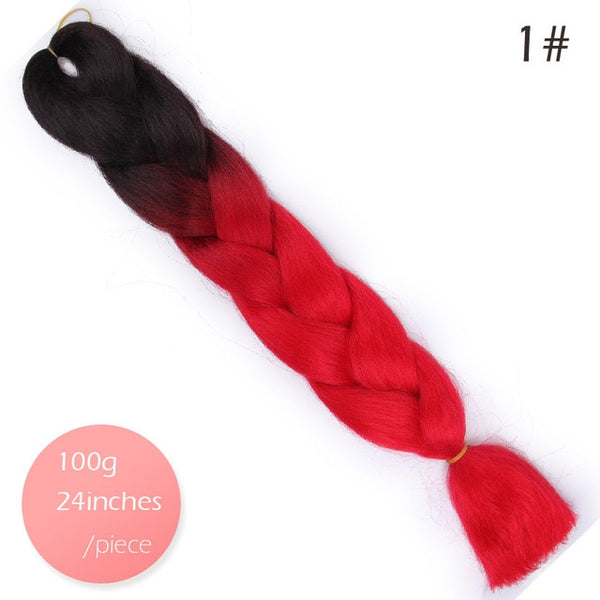 Doris beauty Ombre Jumbo Braids Synthetic Braiding Hair Crochet Braid 100g 24inch Hair Extension Pink Blue Green for Women