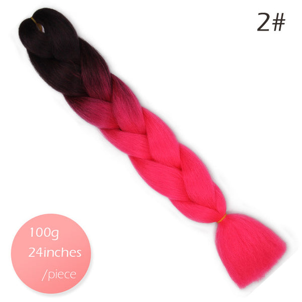 Doris beauty Ombre Jumbo Braids Synthetic Braiding Hair Crochet Braid 100g 24inch Hair Extension Pink Blue Green for Women