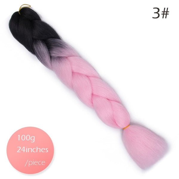 Doris beauty Ombre Jumbo Braids Synthetic Braiding Hair Crochet Braid 100g 24inch Hair Extension Pink Blue Green for Women