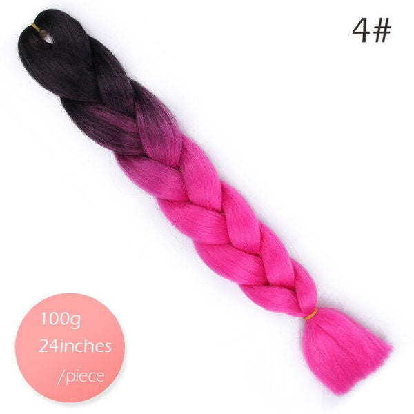 Doris beauty Ombre Jumbo Braids Synthetic Braiding Hair Crochet Braid 100g 24inch Hair Extension Pink Blue Green for Women