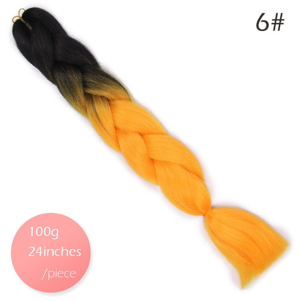 Doris beauty Ombre Jumbo Braids Synthetic Braiding Hair Crochet Braid 100g 24inch Hair Extension Pink Blue Green for Women