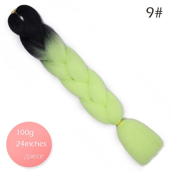 Doris beauty Ombre Jumbo Braids Synthetic Braiding Hair Crochet Braid 100g 24inch Hair Extension Pink Blue Green for Women