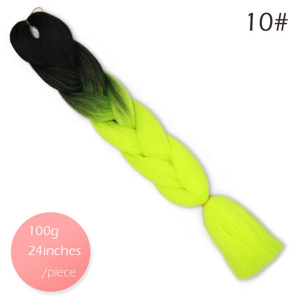 Doris beauty Ombre Jumbo Braids Synthetic Braiding Hair Crochet Braid 100g 24inch Hair Extension Pink Blue Green for Women