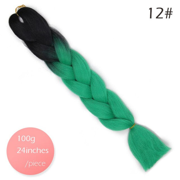Doris beauty Ombre Jumbo Braids Synthetic Braiding Hair Crochet Braid 100g 24inch Hair Extension Pink Blue Green for Women