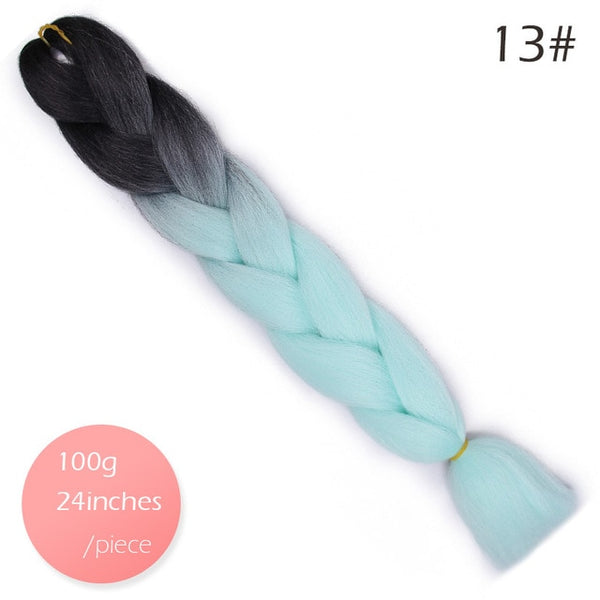 Doris beauty Ombre Jumbo Braids Synthetic Braiding Hair Crochet Braid 100g 24inch Hair Extension Pink Blue Green for Women
