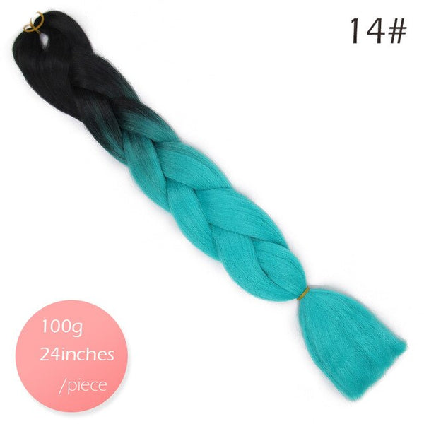 Doris beauty Ombre Jumbo Braids Synthetic Braiding Hair Crochet Braid 100g 24inch Hair Extension Pink Blue Green for Women