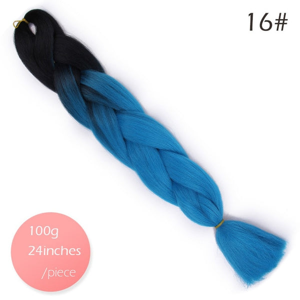 Doris beauty Ombre Jumbo Braids Synthetic Braiding Hair Crochet Braid 100g 24inch Hair Extension Pink Blue Green for Women