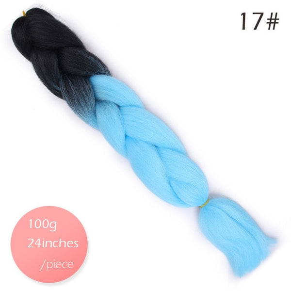 Doris beauty Ombre Jumbo Braids Synthetic Braiding Hair Crochet Braid 100g 24inch Hair Extension Pink Blue Green for Women