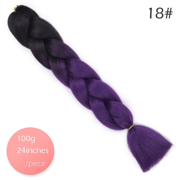 Doris beauty Ombre Jumbo Braids Synthetic Braiding Hair Crochet Braid 100g 24inch Hair Extension Pink Blue Green for Women