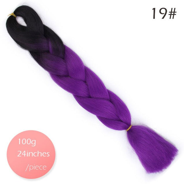 Doris beauty Ombre Jumbo Braids Synthetic Braiding Hair Crochet Braid 100g 24inch Hair Extension Pink Blue Green for Women