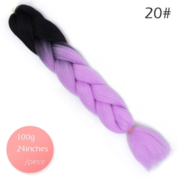 Doris beauty Ombre Jumbo Braids Synthetic Braiding Hair Crochet Braid 100g 24inch Hair Extension Pink Blue Green for Women