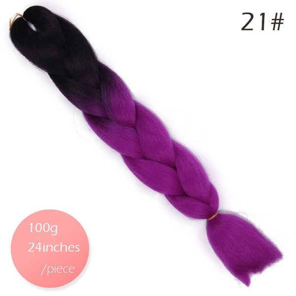 Doris beauty Ombre Jumbo Braids Synthetic Braiding Hair Crochet Braid 100g 24inch Hair Extension Pink Blue Green for Women