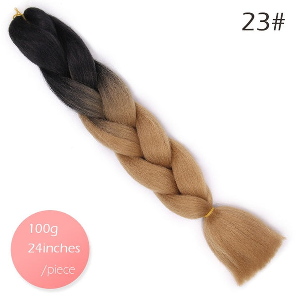 Doris beauty Ombre Jumbo Braids Synthetic Braiding Hair Crochet Braid 100g 24inch Hair Extension Pink Blue Green for Women