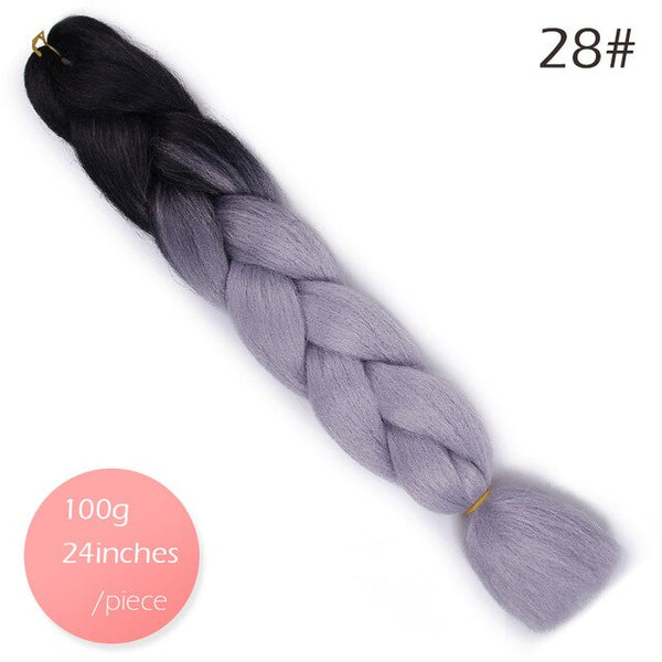 Doris beauty Ombre Jumbo Braids Synthetic Braiding Hair Crochet Braid 100g 24inch Hair Extension Pink Blue Green for Women