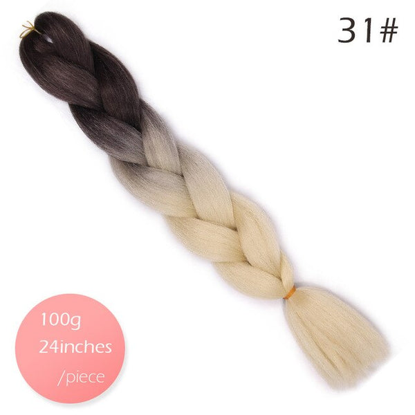 Doris beauty Ombre Jumbo Braids Synthetic Braiding Hair Crochet Braid 100g 24inch Hair Extension Pink Blue Green for Women