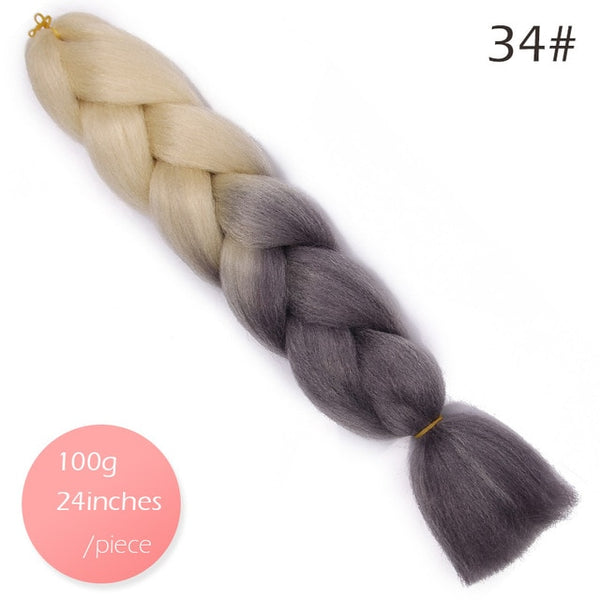 Doris beauty Ombre Jumbo Braids Synthetic Braiding Hair Crochet Braid 100g 24inch Hair Extension Pink Blue Green for Women