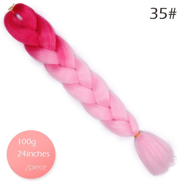 Doris beauty Ombre Jumbo Braids Synthetic Braiding Hair Crochet Braid 100g 24inch Hair Extension Pink Blue Green for Women