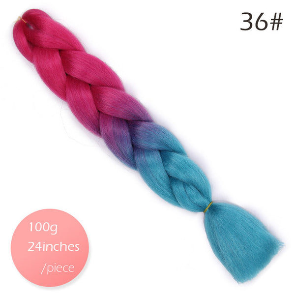 Doris beauty Ombre Jumbo Braids Synthetic Braiding Hair Crochet Braid 100g 24inch Hair Extension Pink Blue Green for Women