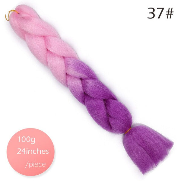 Doris beauty Ombre Jumbo Braids Synthetic Braiding Hair Crochet Braid 100g 24inch Hair Extension Pink Blue Green for Women