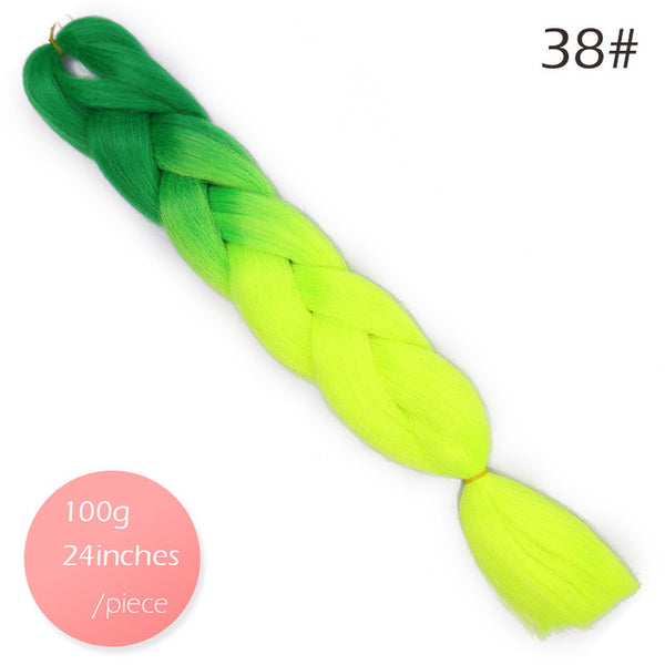 Doris beauty Ombre Jumbo Braids Synthetic Braiding Hair Crochet Braid 100g 24inch Hair Extension Pink Blue Green for Women