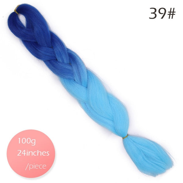 Doris beauty Ombre Jumbo Braids Synthetic Braiding Hair Crochet Braid 100g 24inch Hair Extension Pink Blue Green for Women