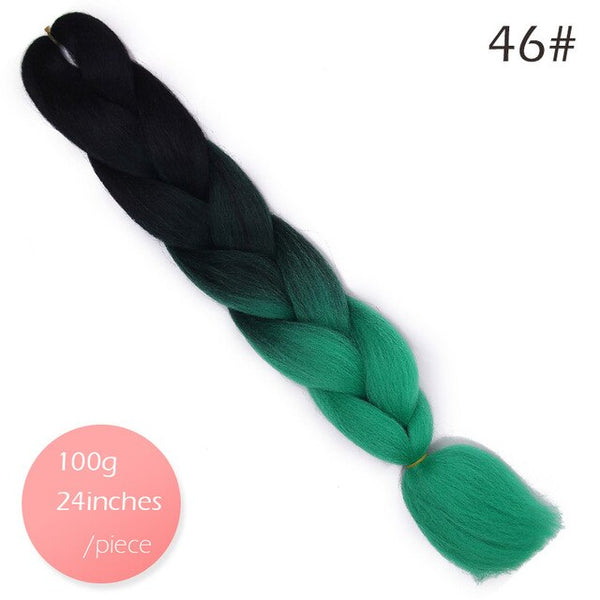 Doris beauty Ombre Jumbo Braids Synthetic Braiding Hair Crochet Braid 100g 24inch Hair Extension Pink Blue Green for Women