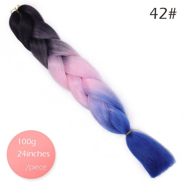 Doris beauty Ombre Jumbo Braids Synthetic Braiding Hair Crochet Braid 100g 24inch Hair Extension Pink Blue Green for Women