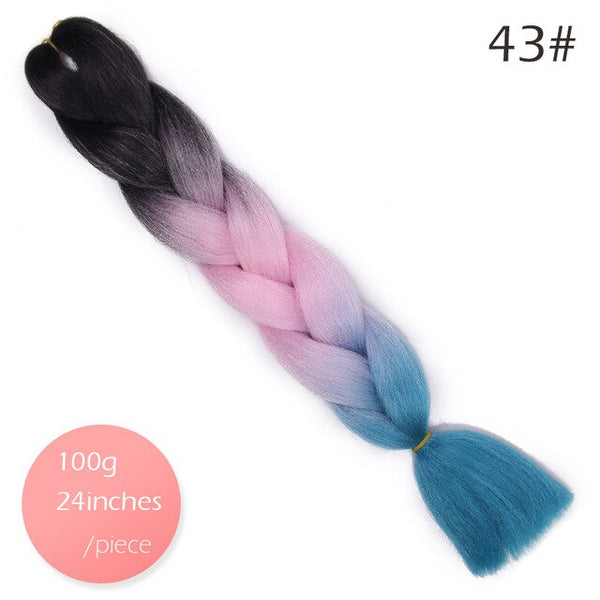Doris beauty Ombre Jumbo Braids Synthetic Braiding Hair Crochet Braid 100g 24inch Hair Extension Pink Blue Green for Women
