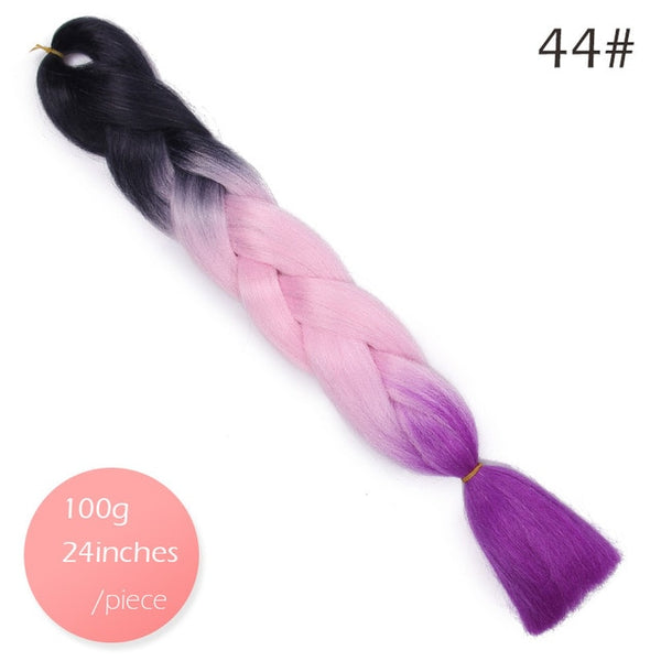 Doris beauty Ombre Jumbo Braids Synthetic Braiding Hair Crochet Braid 100g 24inch Hair Extension Pink Blue Green for Women