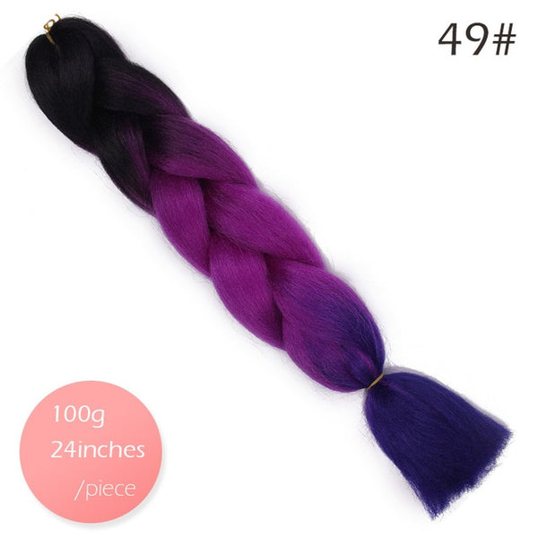 Doris beauty Ombre Jumbo Braids Synthetic Braiding Hair Crochet Braid 100g 24inch Hair Extension Pink Blue Green for Women