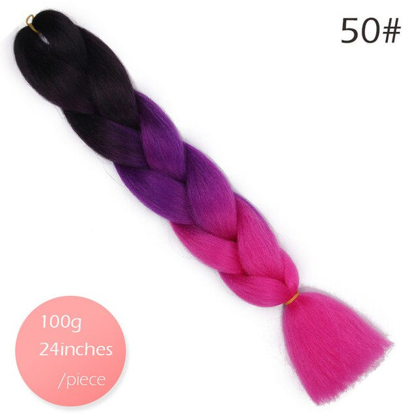 Doris beauty Ombre Jumbo Braids Synthetic Braiding Hair Crochet Braid 100g 24inch Hair Extension Pink Blue Green for Women