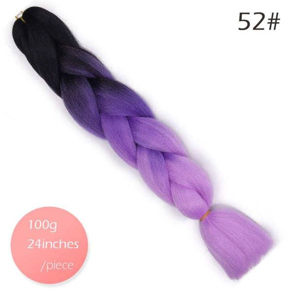 Doris beauty Ombre Jumbo Braids Synthetic Braiding Hair Crochet Braid 100g 24inch Hair Extension Pink Blue Green for Women