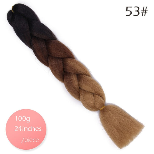 Doris beauty Ombre Jumbo Braids Synthetic Braiding Hair Crochet Braid 100g 24inch Hair Extension Pink Blue Green for Women