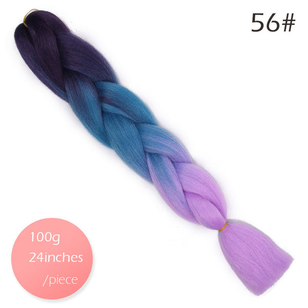 Doris beauty Ombre Jumbo Braids Synthetic Braiding Hair Crochet Braid 100g 24inch Hair Extension Pink Blue Green for Women