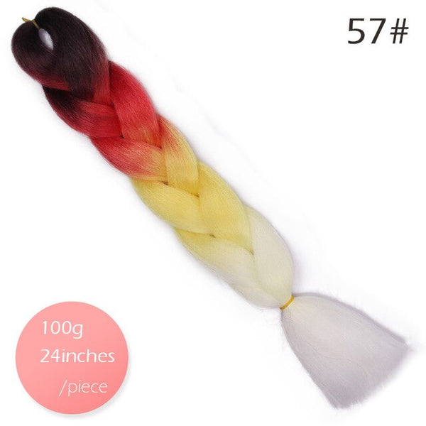 Doris beauty Ombre Jumbo Braids Synthetic Braiding Hair Crochet Braid 100g 24inch Hair Extension Pink Blue Green for Women