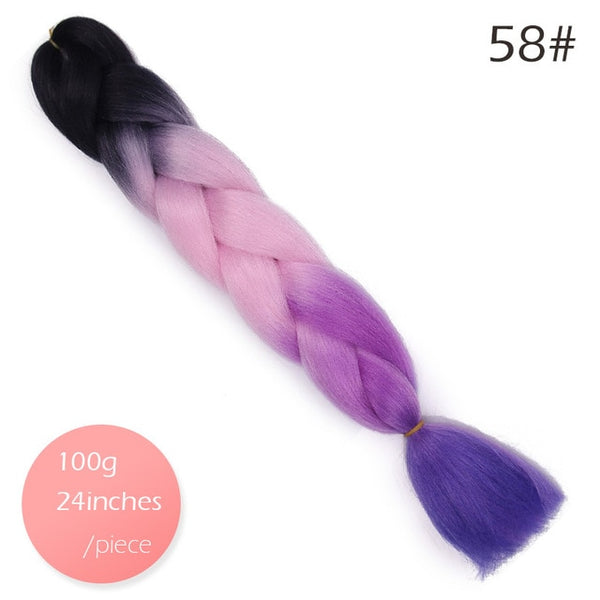 Doris beauty Ombre Jumbo Braids Synthetic Braiding Hair Crochet Braid 100g 24inch Hair Extension Pink Blue Green for Women