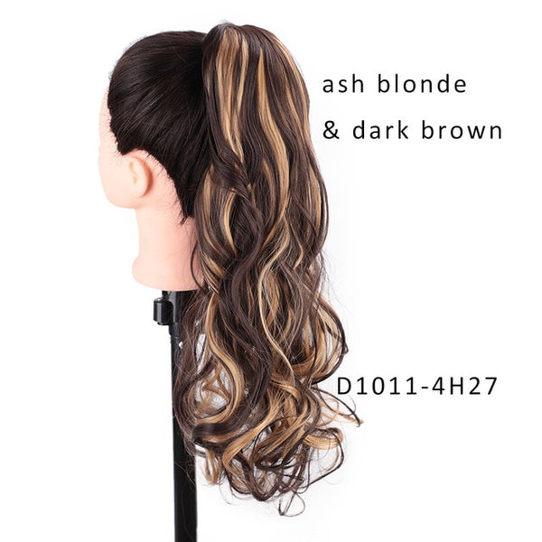 AISI BEAUTY Long Straight Hair Extension Synthetic Ponytail Hair Extensions with Black Blonde Brown Colors For Women