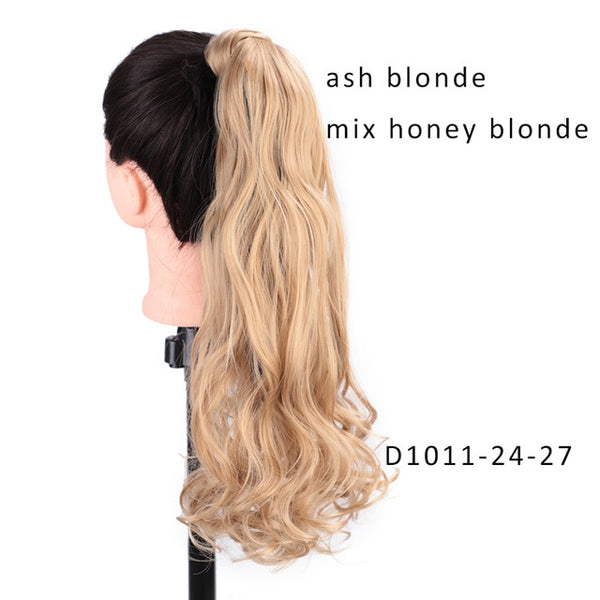 AISI BEAUTY Long Straight Hair Extension Synthetic Ponytail Hair Extensions with Black Blonde Brown Colors For Women