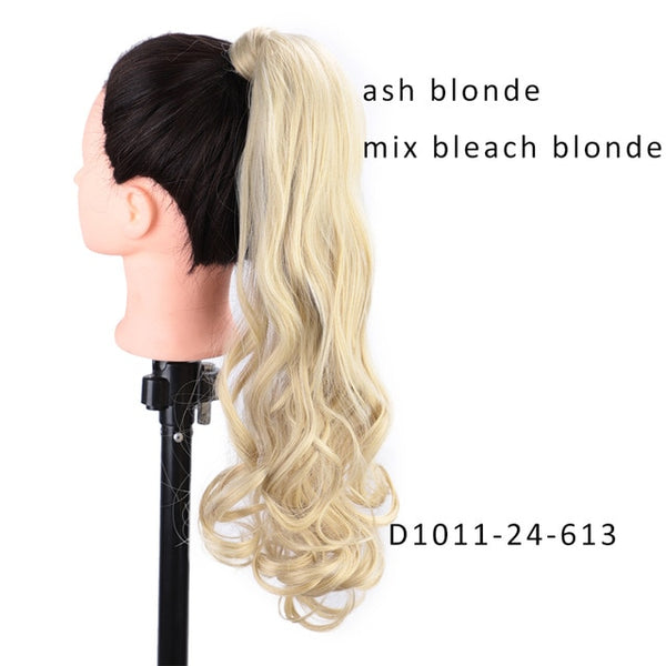 AISI BEAUTY Long Straight Hair Extension Synthetic Ponytail Hair Extensions with Black Blonde Brown Colors For Women