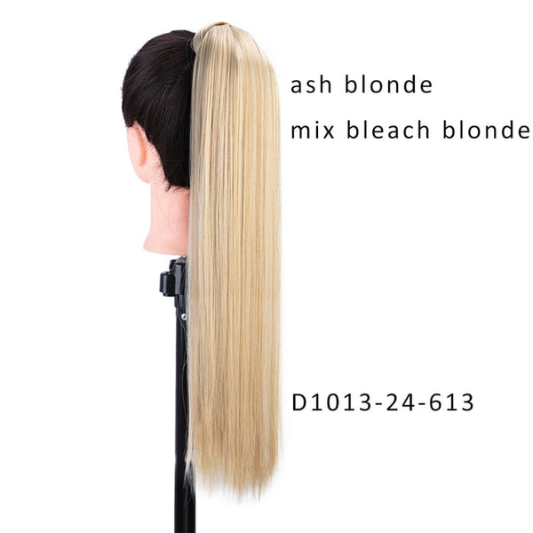 AISI BEAUTY Long Straight Hair Extension Synthetic Ponytail Hair Extensions with Black Blonde Brown Colors For Women