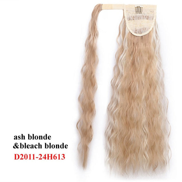 AISI BEAUTY Long Straight Hair Extension Synthetic Ponytail Hair Extensions with Black Blonde Brown Colors For Women