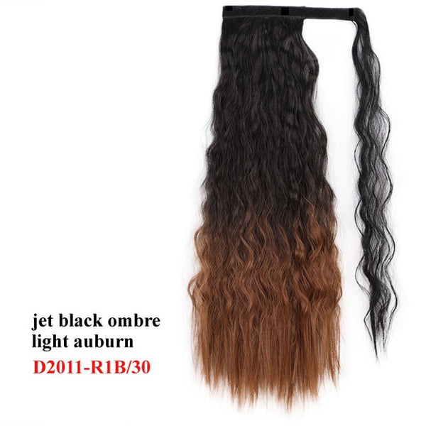 AISI BEAUTY Long Straight Hair Extension Synthetic Ponytail Hair Extensions with Black Blonde Brown Colors For Women