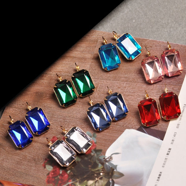 Hot and bright green purplish red, purple and blue pink and blue pink color women's birthday party earrings with beautiful earri