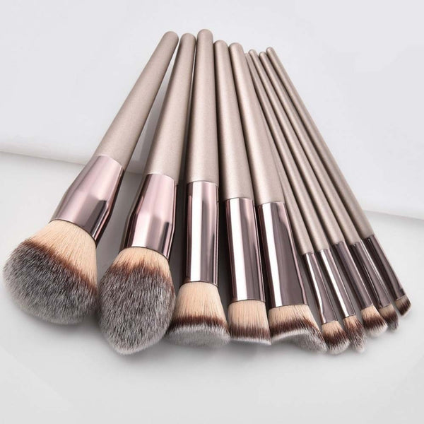 Luxury Champagne Makeup Brushes Set For Foundation Powder Blush